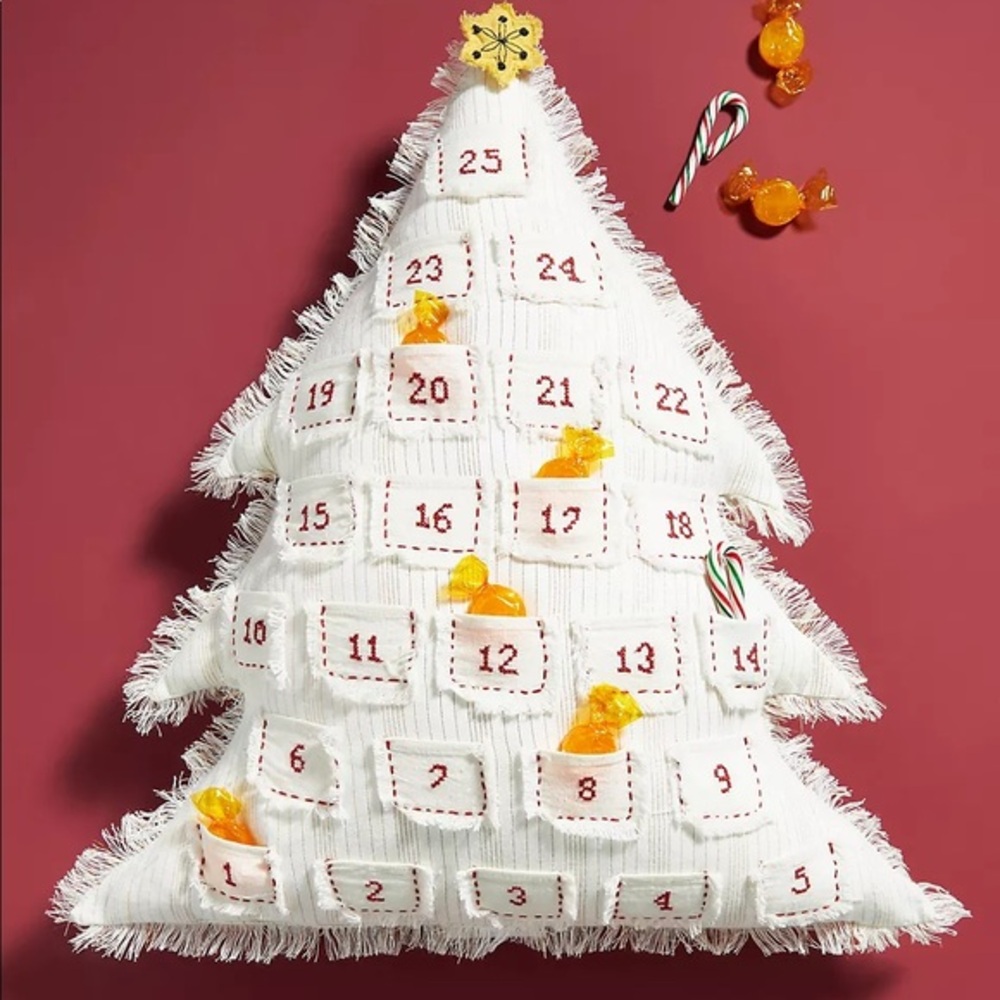 Anthropologie-Advent Calendar Tree Pillow